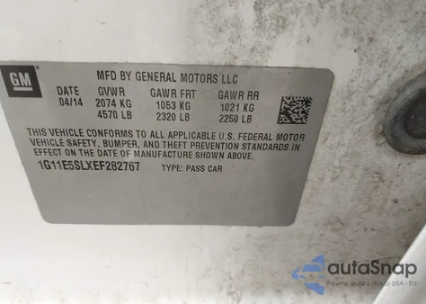 2014 Chevrolet Malibu 2Lt из США, поврежденный, VIN 1G11E5SLXEF282767